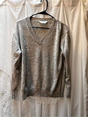 Everlane Speckled Gray V-Neck Pullover